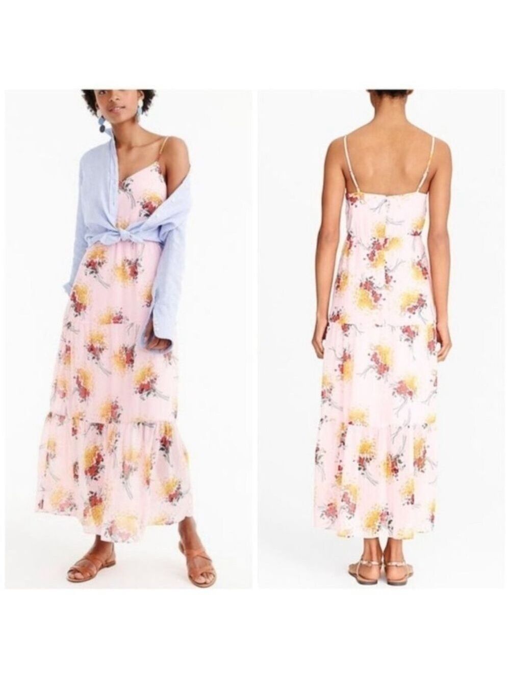 J.crew Tiered Floral Maxi Dress Sunburst Bouquet